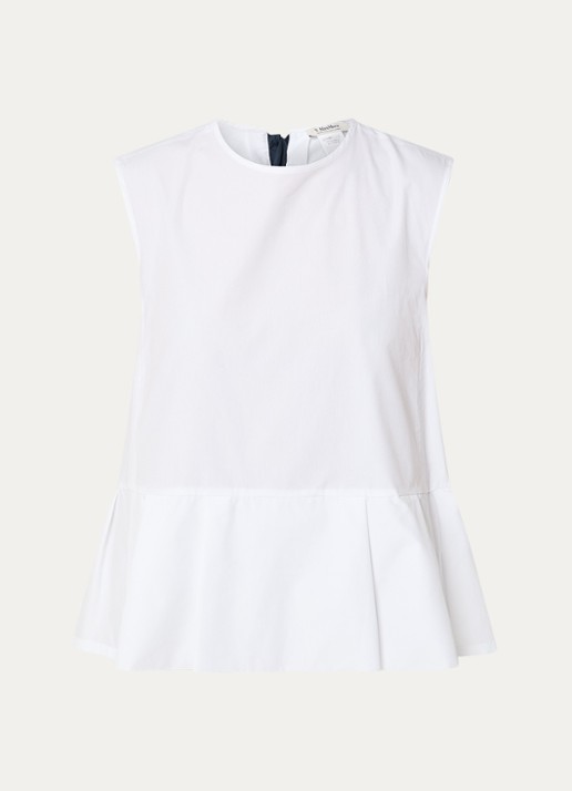 Max Mara Brava top met peplum en strikkraag - voorkant 3 wit