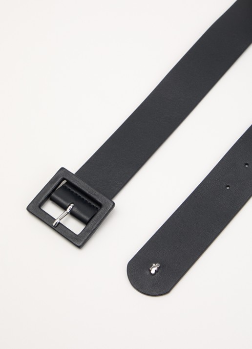 Max Mara Brio riem van leer - detail donkerblauw