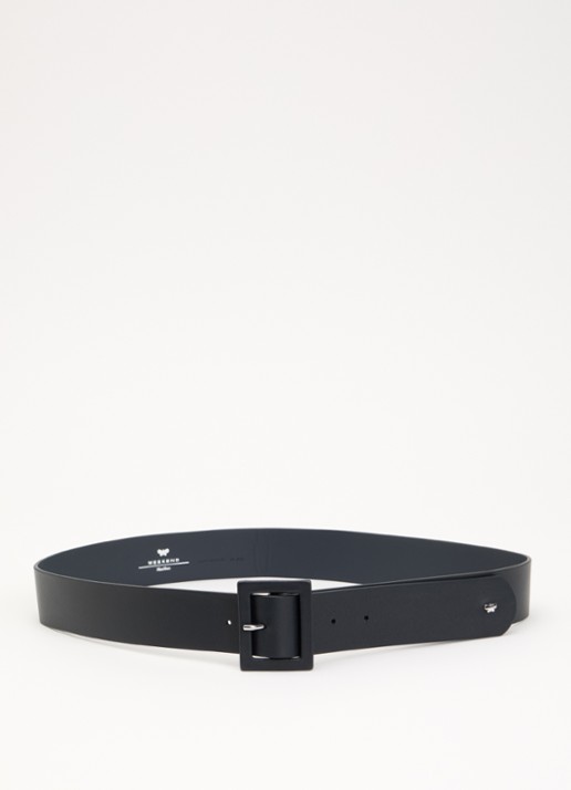 Max Mara Brio riem van leer - voorkant 2 donkerblauw