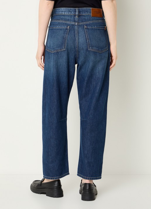 Max Mara Caduca mid waist tapered jeans met donkere wassing - achterkant 5 indigo