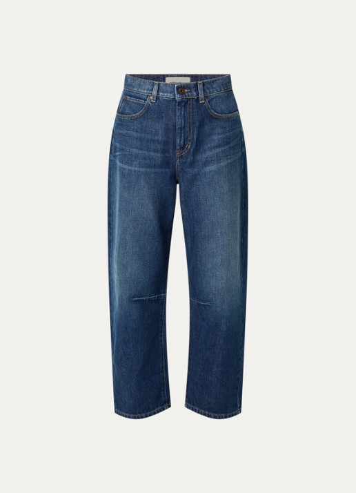 Max Mara Caduca mid waist tapered jeans met donkere wassing - voorkant indigo