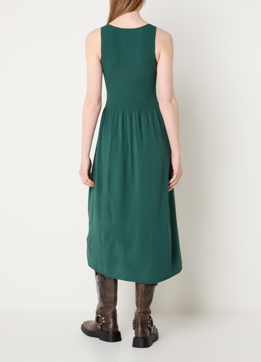 Max Mara Calibri midi jurk met ribstructuur - achterkant 4 groen