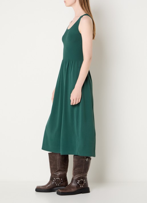 Max Mara Calibri midi jurk met ribstructuur - voorkant 2 groen