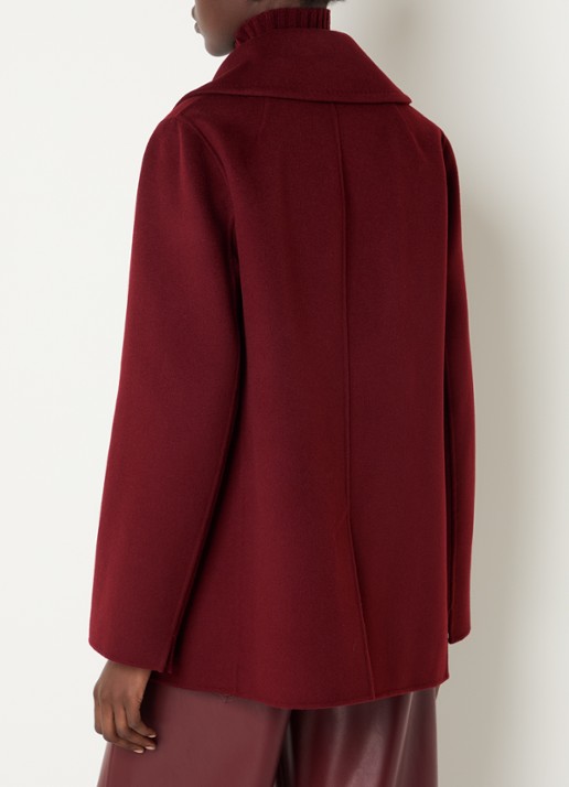 Max Mara Camilla double-breasted mantel van scheerwol - achterkant 4 bordeauxrood