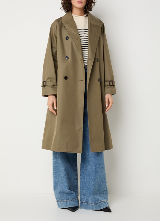 Max Mara Canasta double-breasted trenchcoat met steekzakken - voorkant 4 mosgroen