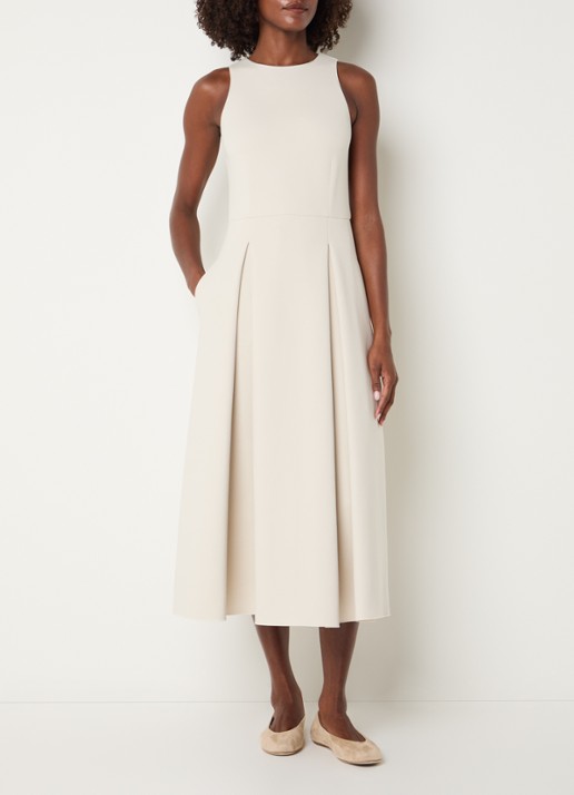 Max Mara Cannone midi jurk met steekzakken - detail beige
