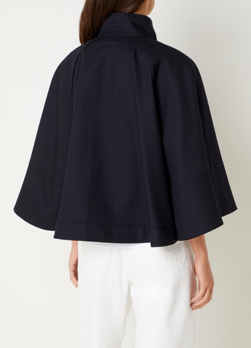 Max Mara Cape met steekzakken - achterkant 3 donkerblauw
