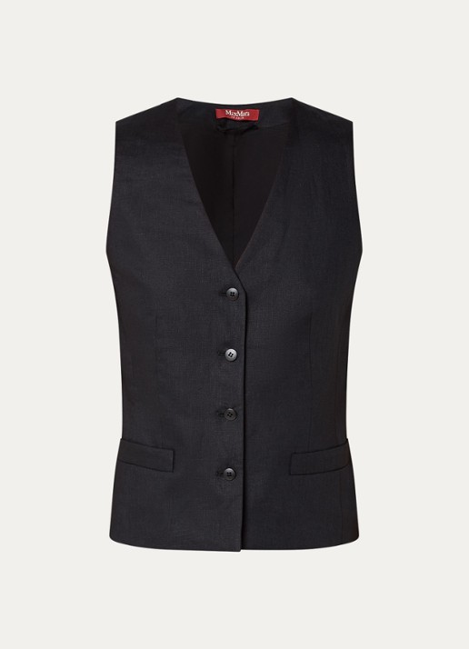 Max Mara Carnet gilet van linnen - voorkant 3 zwart