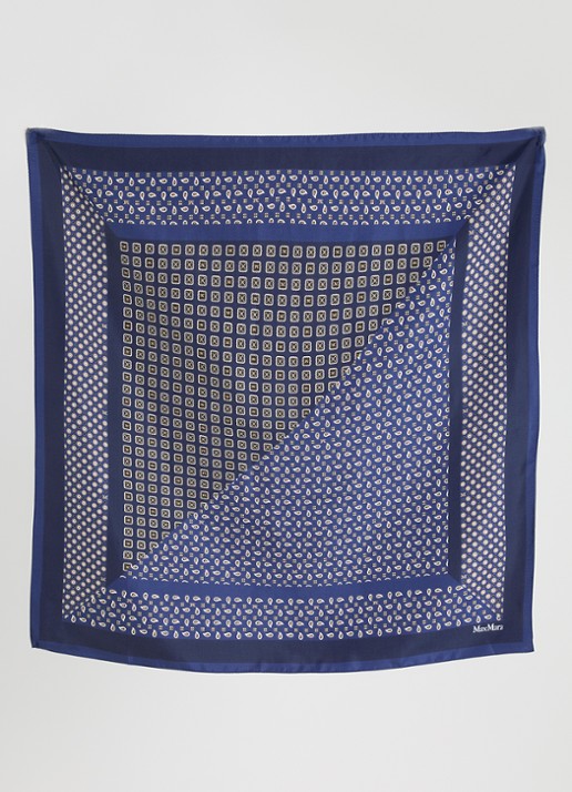 Max Mara Carre sjaal van zijde 89 x 89 cm - detail donkerblauw