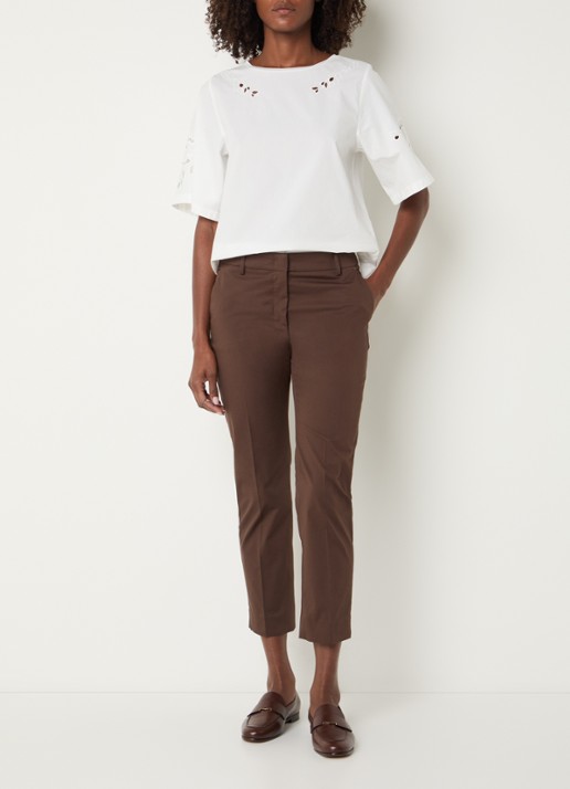 Max Mara Cecco high waist straight fit cropped pantalon met steekzakken - voorkant 3 bruin