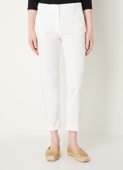 Max Mara Cecco high waist straight fit cropped pantalon met steekzakken - detail 2 wit