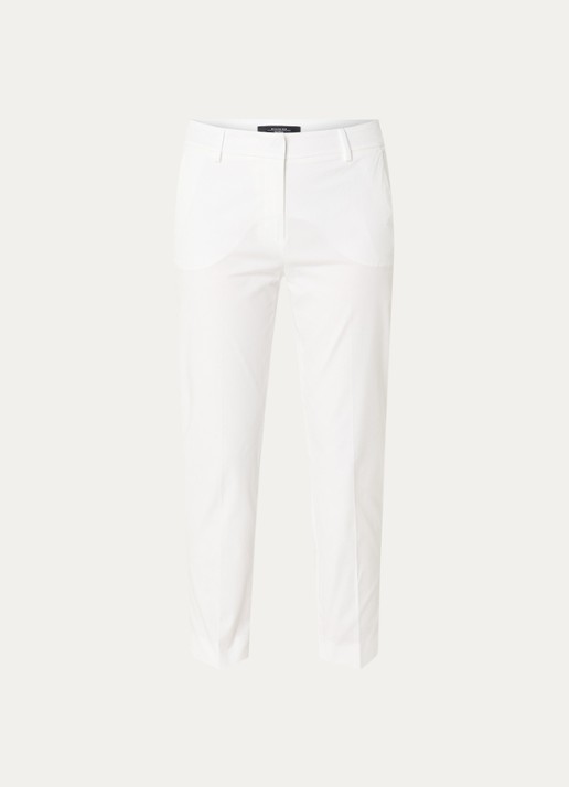 Max Mara Cecco high waist straight fit cropped pantalon met steekzakken - voorkant 3 wit