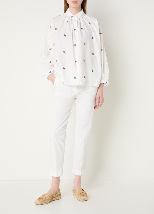 Max Mara Cecco high waist straight fit cropped pantalon met steekzakken - voorkant 4 wit