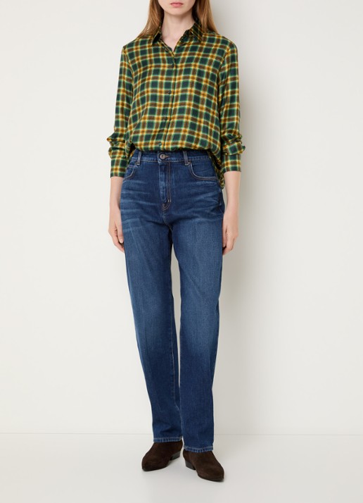 Max Mara Cedro high waist tapered jeans met medium wassing - voorkant 3 indigo