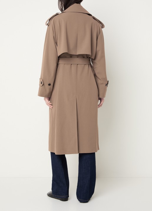 Max Mara Certo trenchcoat van scheerwol met waterafstotende coating - achterkant bruin