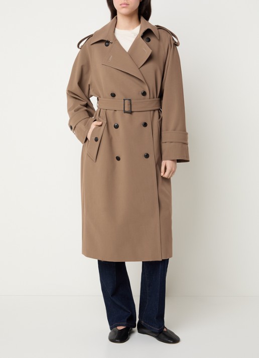 Max Mara Certo trenchcoat van scheerwol met waterafstotende coating - detail 2 bruin