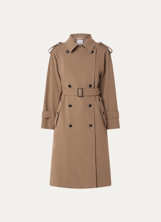 Max Mara Certo trenchcoat van scheerwol met waterafstotende coating - voorkant 3 bruin