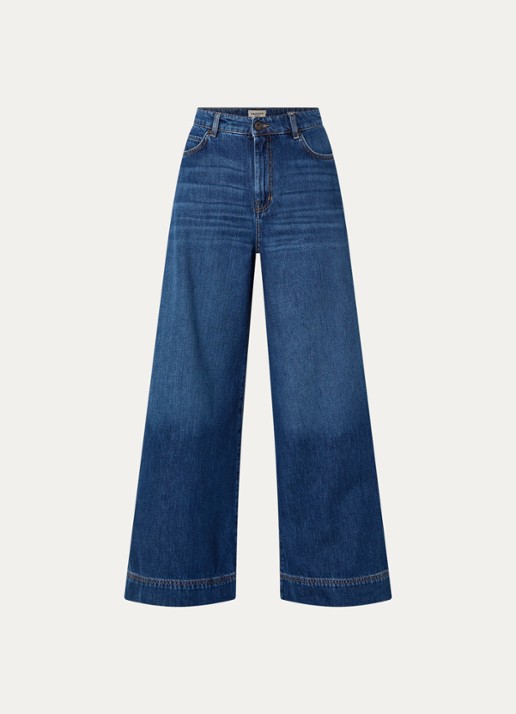 Max Mara Ciro high waist wide leg jeans met donkere wassing - voorkant 2 indigo