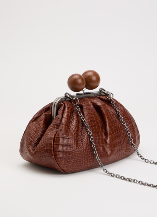 Max Mara Clutch van leer met afneembare schouderriem - achterkant 5 roodbruin