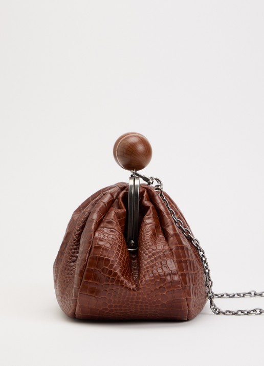 Max Mara Clutch van leer met afneembare schouderriem - detail 3 roodbruin