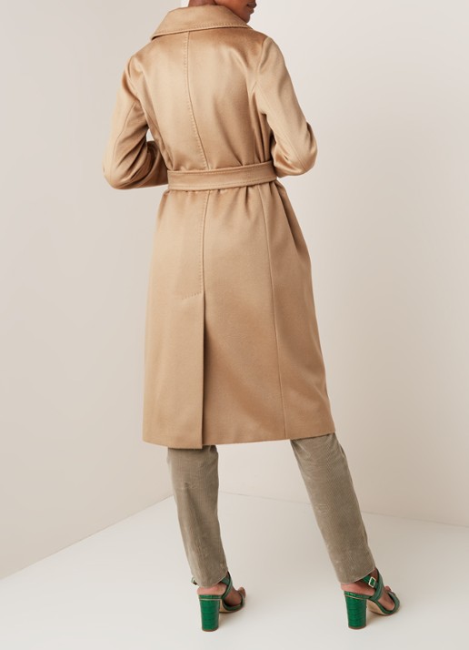 Max Mara Collage mantel in wolblend met strikceintuur - achterkant 3 camel