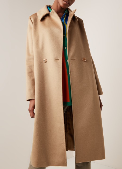 Max Mara Collage mantel in wolblend met strikceintuur - detail 4 camel