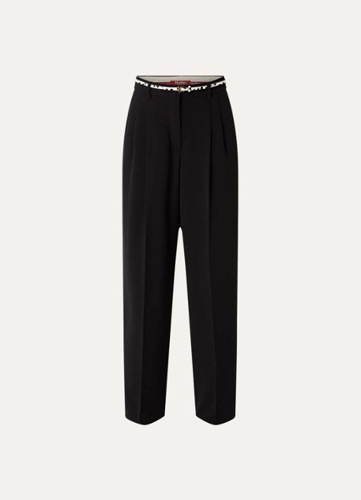 Max Mara Corvino high waist tapered fit pantalon met ceintuur - voorkant 3 zwart