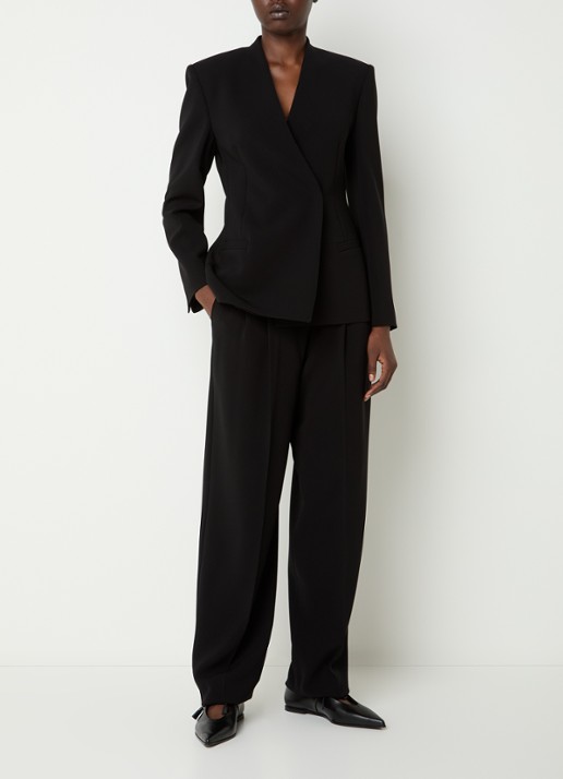 Max Mara Corvino high waist tapered fit pantalon met ceintuur - voorkant 4 zwart