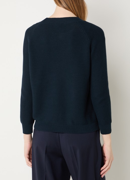 Max Mara Daere fijngebreide trui met ronde hals - achterkant 4 donkerblauw