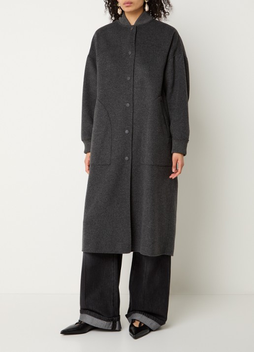 Max Mara Dalamaro mantel van scheerwol met steekzakken