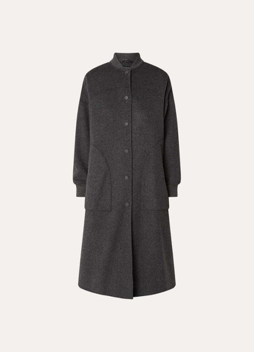 Max Mara Dalamaro mantel van scheerwol met steekzakken - voorkant antraciet