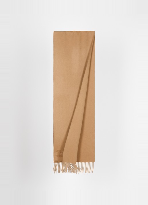 Max Mara Dalia sjaal van kasjmier met franjes 190 x 30 cm  - detail 2 camel