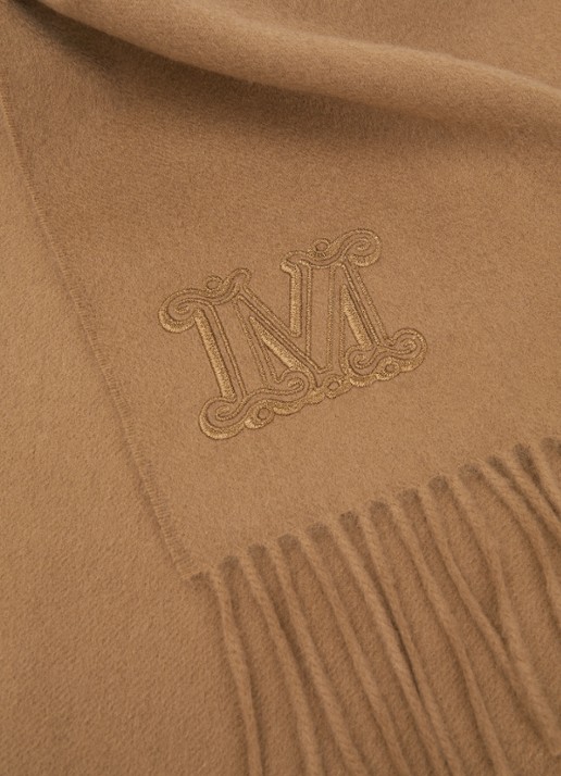 Max Mara Dalia sjaal van kasjmier met franjes 190 x 30 cm  - detail 3 camel