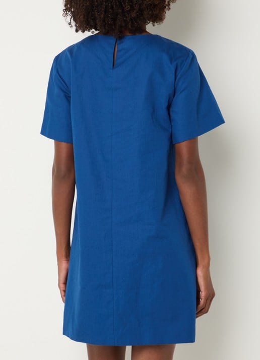Max Mara Daloa mini jurk in linnenblend - achterkant blauw