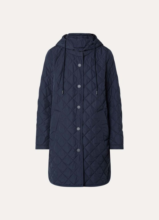Max Mara Derio gewatteerde jas met capuchon - voorkant 3 donkerblauw