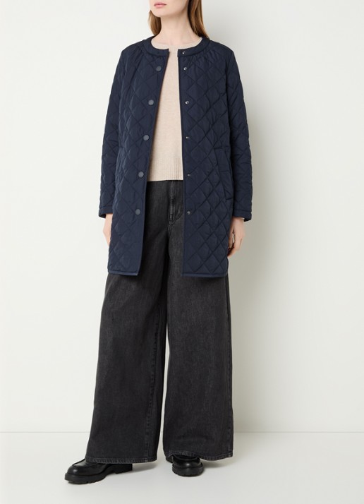 Max Mara Derio gewatteerde jas met capuchon - voorkant 4 donkerblauw