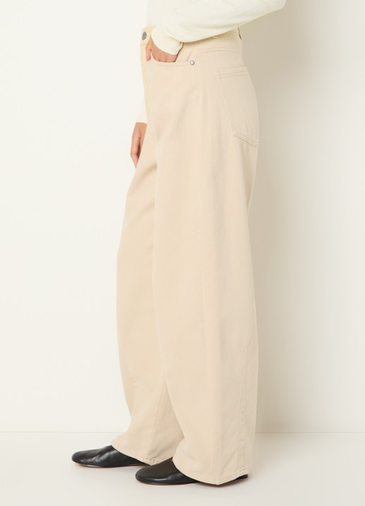 Max Mara Dordine high waist wide fit broek met steekzakken - detail 3 creme