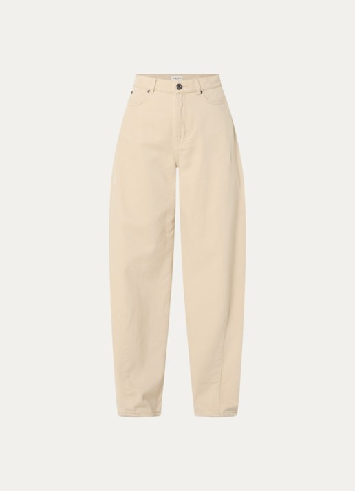 Max Mara Dordine high waist wide fit broek met steekzakken - voorkant 4 creme