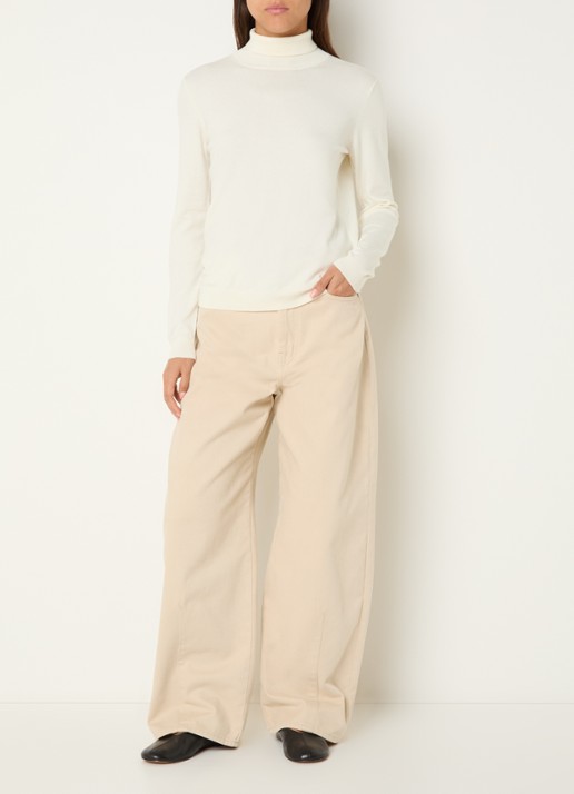 Max Mara Dordine high waist wide fit broek met steekzakken - voorkant 5 creme