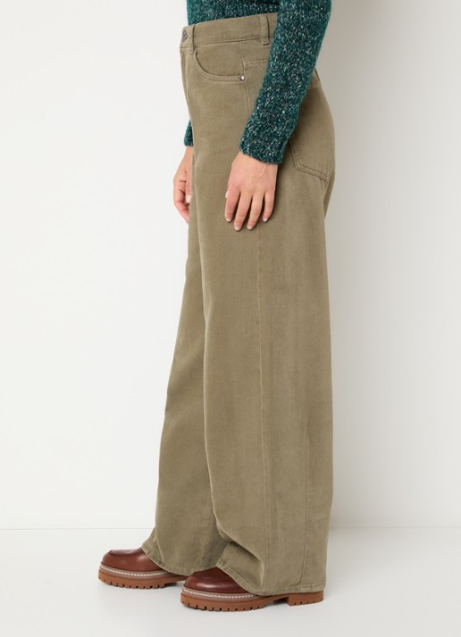 Max Mara Dordine high waist wide fit broek met steekzakken - detail 2 khaki