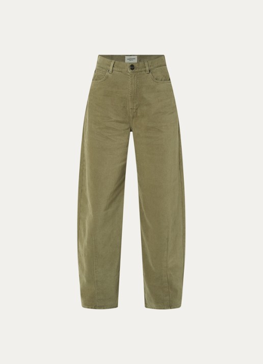 Max Mara Dordine high waist wide fit broek met steekzakken - voorkant 3 khaki