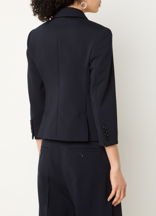 Max Mara Dorico double-breasted blazer van wol met schoudervulling - achterkant 4 donkerblauw