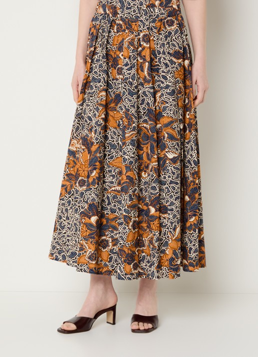 Max Mara Duomo midi rok met print en steekzakken - detail 4 orange