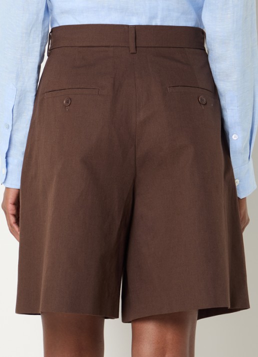 Max Mara Ecuba high waist straight fit korte broek in linnenblend - achterkant bruin