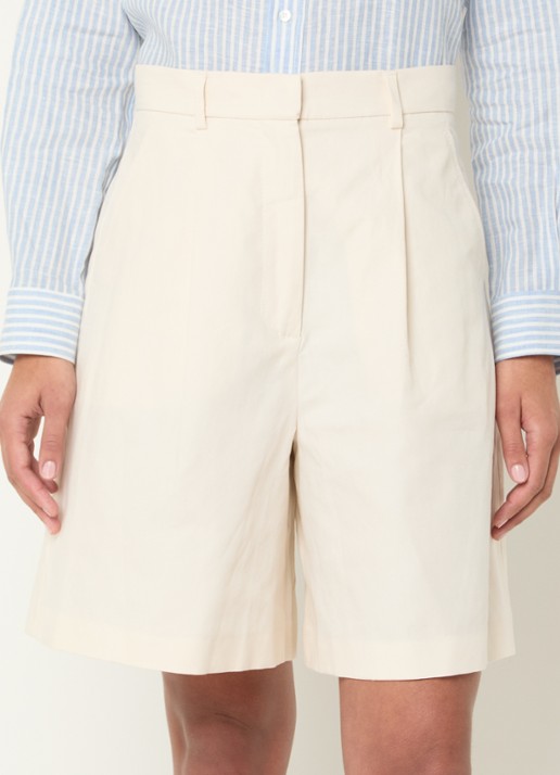 Max Mara Ecuba high waist straight fit korte broek in linnenblend - detail 2 gebroken wit