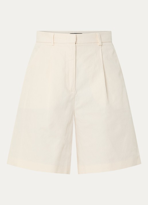Max Mara Ecuba high waist straight fit korte broek in linnenblend - voorkant 3 gebroken wit