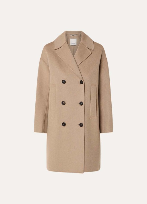 Max Mara Eden double-breasted mantel van scheerwol met steekzakken - voorkant 3 beige