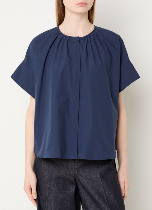 Max Mara Educata tuniek met ronde hals - detail 2 donkerblauw
