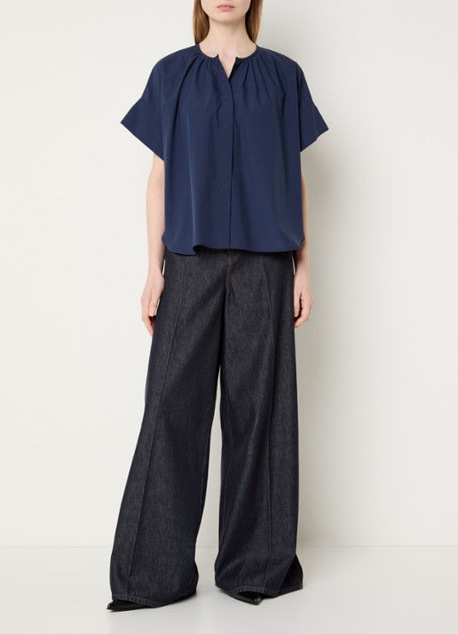 Max Mara Educata tuniek met ronde hals - voorkant 4 donkerblauw