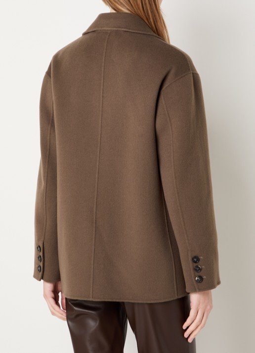 Max Mara Elfi mantel van scheerwol met steekzakken - achterkant lichtbruin